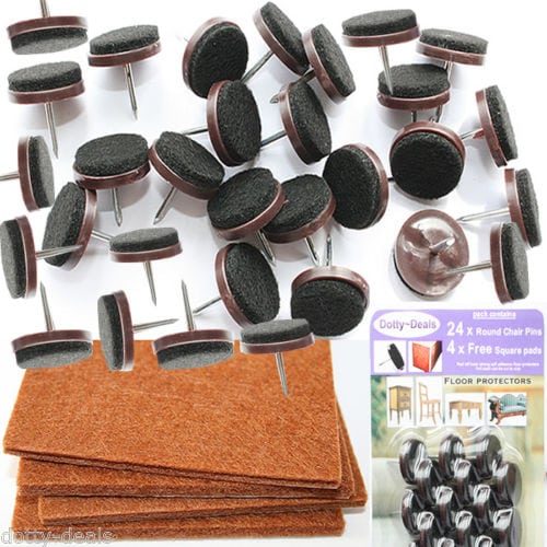 24 Nail In Felt Floor Protectors with 4 Free Square Pads