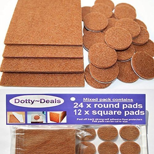 24 x Round & 12 x Square Felt Floor Protector Pads