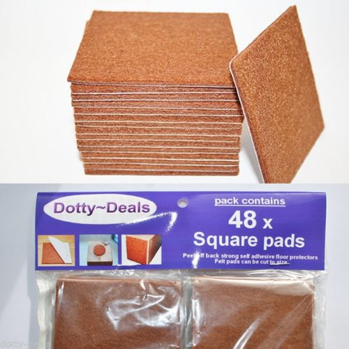 48 x Square Cut to Size Felt Floor Protector Pads