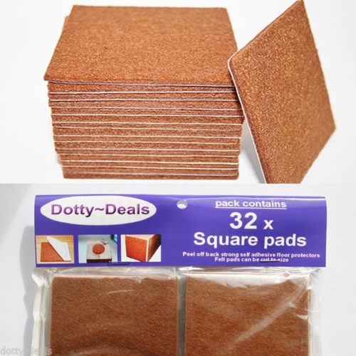 32 x Square Cut to Size Felt Floor Protector Pads